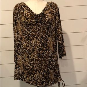 M collection 1X multicolored cowl neck blouse